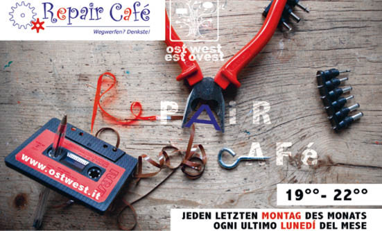 Vorbeikommen und mitmachen, das ist die Devise beim Repair Caf&#00233; in Meran, Ost West Club, Passeirergasse 29&#08233;Grafik: Laura Zindaco