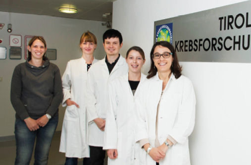 Il team di ricerca di Petra Obexer da sx..: Lydia Kapferer, Julia Huber, Stefan Salcher, Petra Cantonati e Petra Obexer